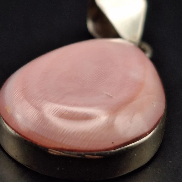 Pink Opal & Sterling Teardrop Pendant-  Chain For Display Only - Picture 9 of 11
